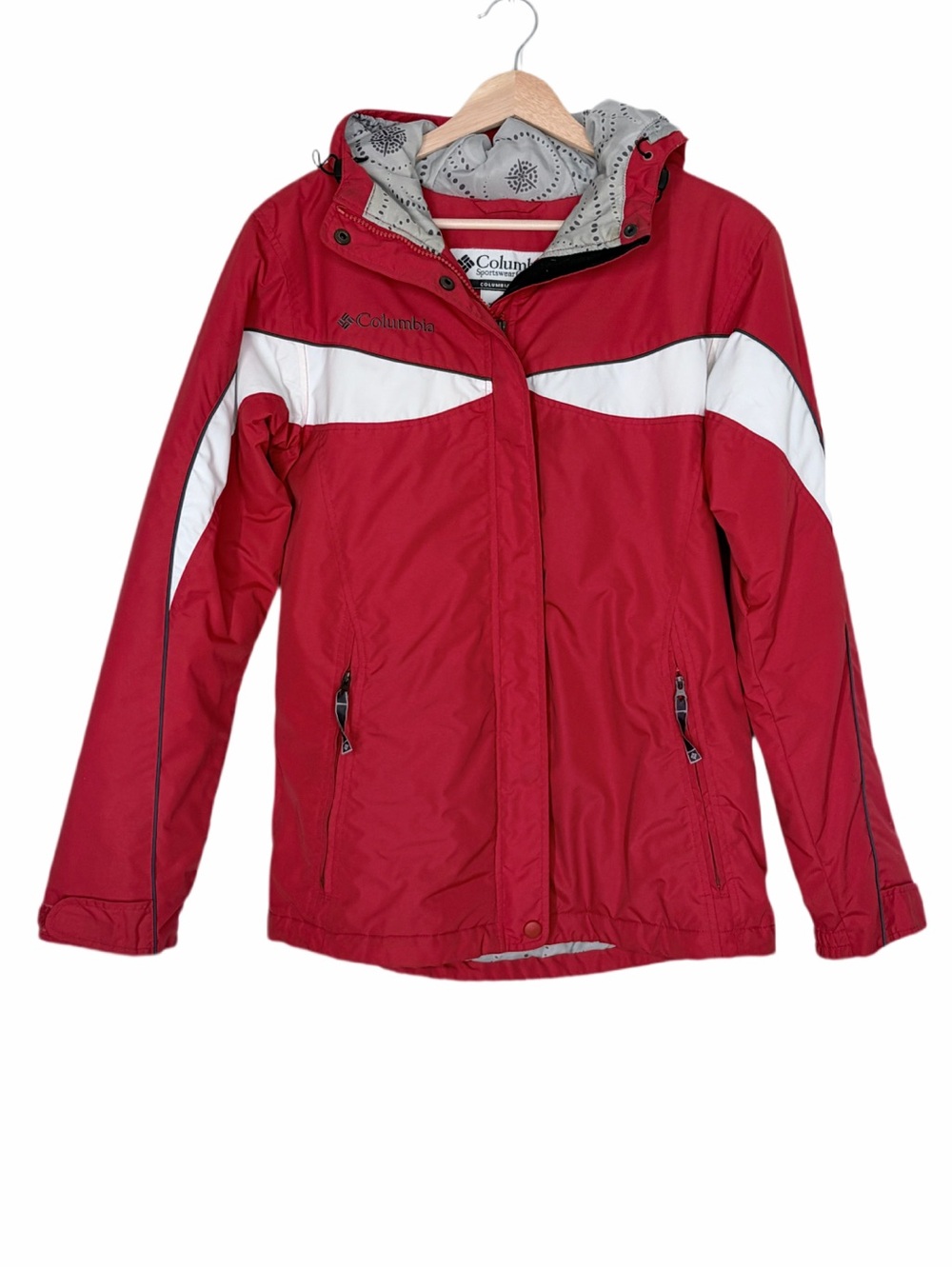 Columbia Women's Insulated Ski Snowboard Jacket Red Full Zip Hooded Small Winter